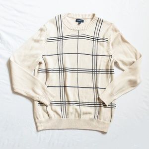 Men's Cream Sweater with Linear Patten